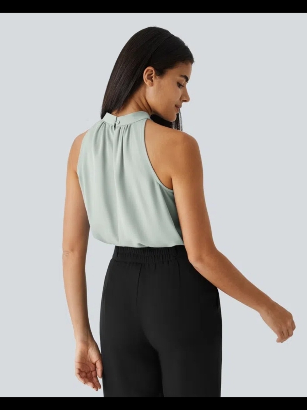 HALARA Mock Neck Sleeveless Camisole in Sage - Picture 2 of 7